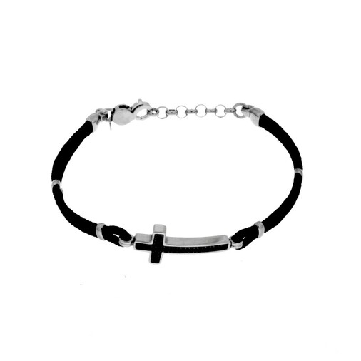 Bracciale In argento e cordino Con pietre