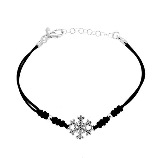 Bracciale in Argento e Cordino con Pietre